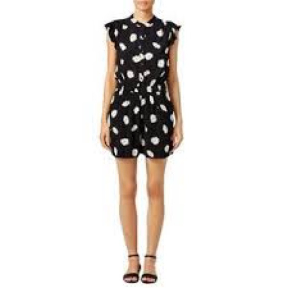 Kate Spade Black Daisy Dot Crepe Romper - Picture 3 of 16